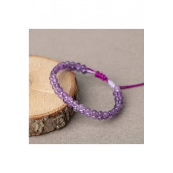 Ametist 3-4mm Çift Sıra Doğal Taş Bileklik