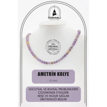 Ametrin 6 mm Dizi Doğal Taş Kolye