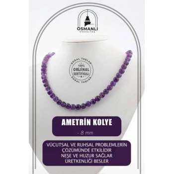 Ametrin 8 mm Dizi Doğal Taş Kolye