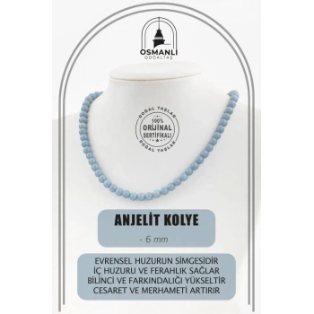 Anjelit 6 mm Dizi Doğal Taş Kolye