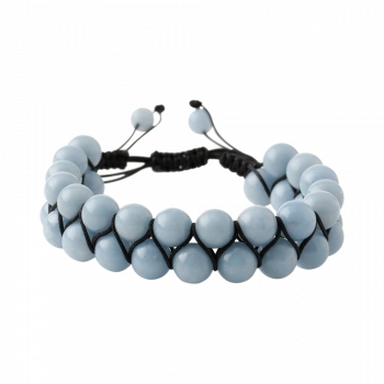 Anjelit 8mm Çift Sıra Makrome Doğal Taş Bileklik