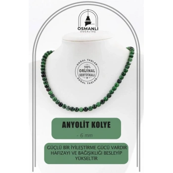 Anyolit 6 mm Dizi Doğal Taş Kolye