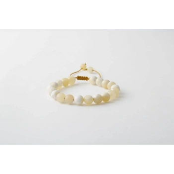 Aragonit 8mm Merdiven Kapama Doğal Taş Bileklik