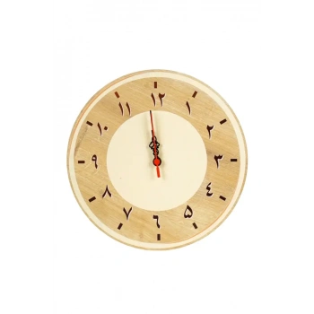 Arapça Rakamlı Doğal Ahşap Duvar Saati 30x30 cm