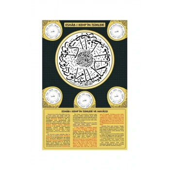 Ashabı Kehf İsimleri ve Havassı Mdf Tablo