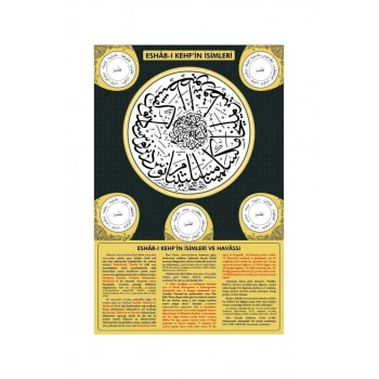 Ashabı Kehf İsimleri ve Havassı Mdf Tablo