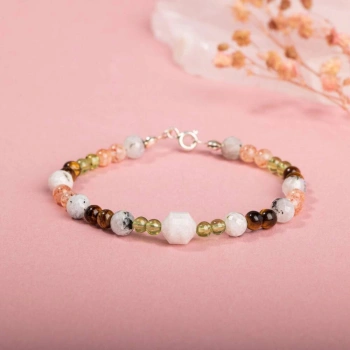 Ay Taşı-Güneş Taşı-Zebercet-Kaplan Gözü Doğal Taş Gümüş Bileklik