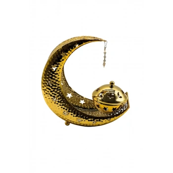 Ay Yıldız Motifli Altın Rengi Metal Buhurdanlık