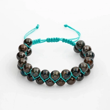 Azurit 8mm Çift Sıra Makrome Doğal Taş Bileklik