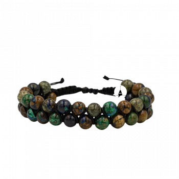 Azurit Malakit 6mm Çift Sıra Makrome Doğal Taş Bileklik