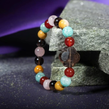 Başak Burcu Bileklik Amazonit, Dumanlı Kuvars, Jasper, Kırmızı Akik, Pembe Kuvars