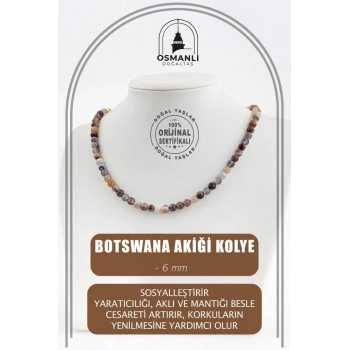 Botswana Akiği 6 mm Dizi Doğal Taş Kolye