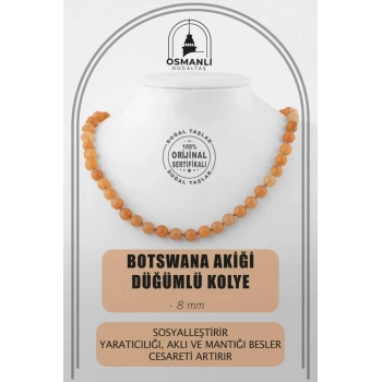 Botswana Akiği 8 mm Dizi Doğal Taş Kolye