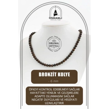 Bronzit 6 mm Dizi Doğal Taş Kolye