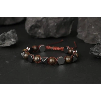 Bronzit-Hematit Doğal Taş Bileklik