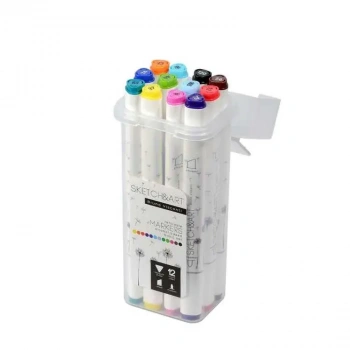 Bruno Visconti Sketch & Art Çift Taraflı Marker Seti Kutulu 12 Renk