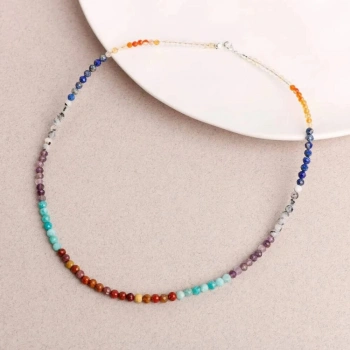 Çakra Kolye Amazonit, Ametist, Jasper, Karnelyan Akik, Lapis Lazuli