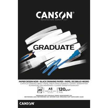 Canson Graduate Siyah Blok A5 120 gr 20 Yp