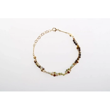 Clara, Krizopras Doğal Taş Altın Kaplama Bileklik