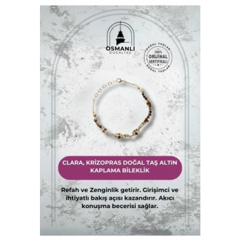 Clara, Krizopras Doğal Taş Altın Kaplama Bileklik