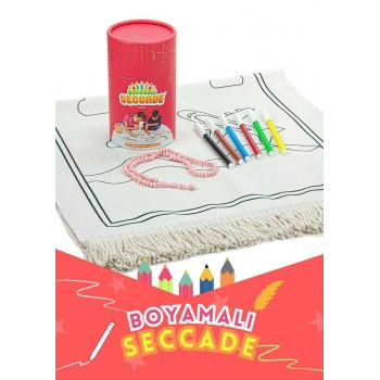 Çocuklara Özel Yıkanabilir Boyamalı Seccade Seti Kırmızı