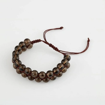 Dumanlı Kuvars 8mm Çift Sıra Makrome Doğal Taş Bileklik