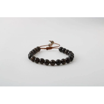 Dumanlı Kuvars 8mm Merdiven Kapama Doğal Taş Bileklik