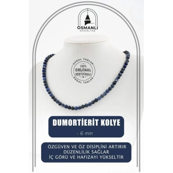 Dumortierit 6 mm Dizi Doğal Taş Kolye