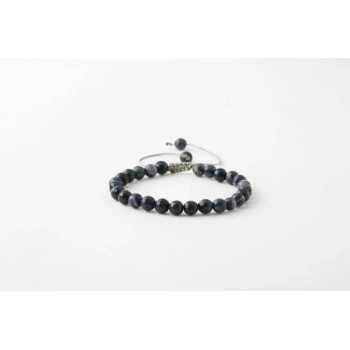 Dumortierit 6mm Merdiven Kapama Doğal Taş Bileklik