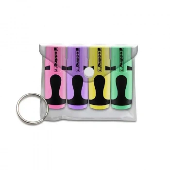 Edding Mini Fosforlu Kalem Pastel Renkler 4 Lü Poşet