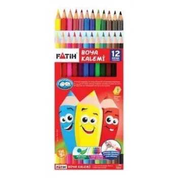 Fatih Karton Kutu Kuru Boya Kalemi 12 Renk Tam Boy
