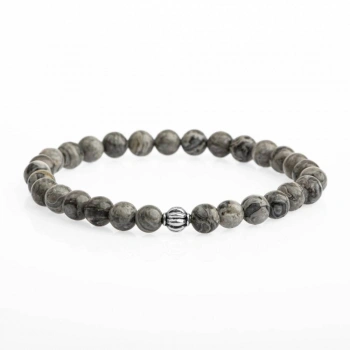 Gri Jasper 6mm Doğal Taş Bileklik