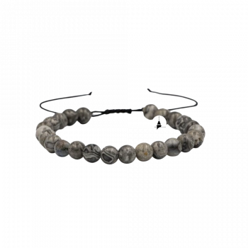 Gri Jasper 6mm Merdiven Kapama Doğal Taş Bileklik