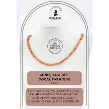Güneş Taşı 6 mm Dizi Doğal Taş Kolye