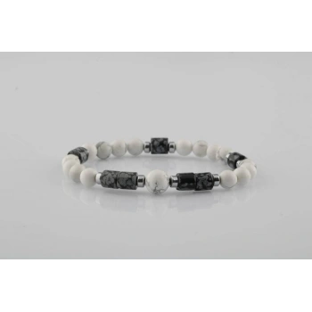 Havlit-Karlı Obsidyen-Hematit Doğal Taş Bileklik