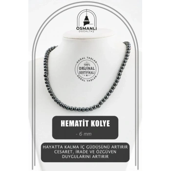 Hematit 6 mm Dizi Doğal Taş Kolye