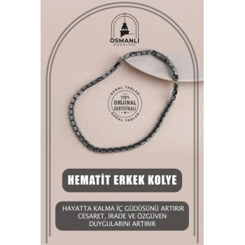 Hematit Doğal Taş Erkek Kolye