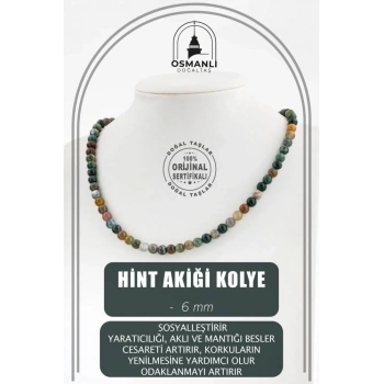 Hint Akiği 6 mm Dizi Doğal Taş Kolye