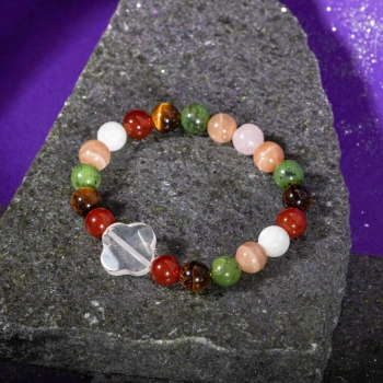 İkizler Burcu Bileklik Ay Taşı, Güneş Taşı, Kaplan Gözü, Kırmızı Akik, Pembe Kuvars, Yeşim