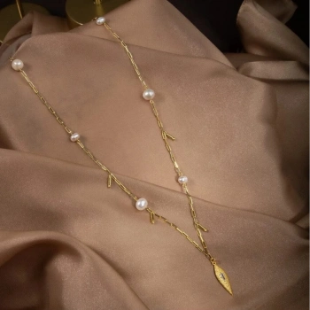 İnci Doğal Taş Gümüş Kolye