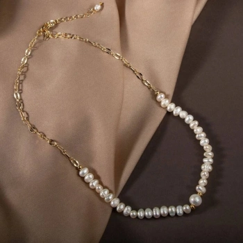 İnci Doğal Taş Gümüş Kolye