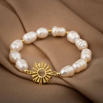 İnci Doğal Taş Gümüş Tasarım Bileklik