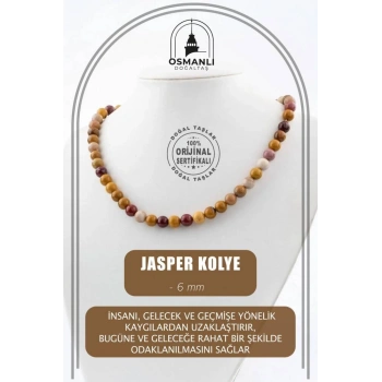 Jasper 6 mm Dizi Doğal Taş Kolye