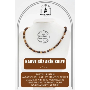 Kahve Göz Akik 6 mm Dizi Doğal Taş Kolye