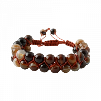 Kahve Göz Akik 8mm Çift Sıra Makrome Doğal Taş Bileklik