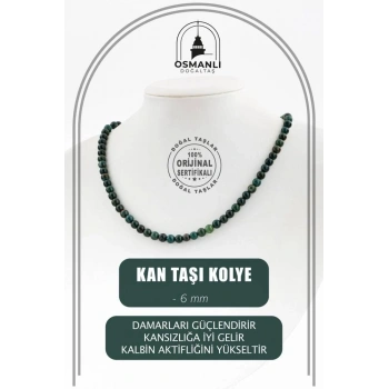 Kan Taşı 6 mm Dizi Doğal Taş Kolye