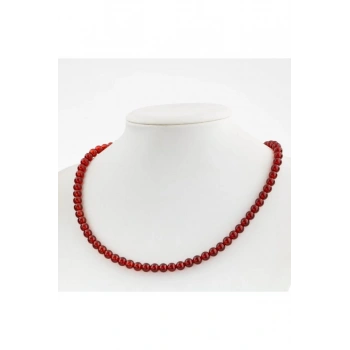 Kırmızı Akik 6 mm Dizi Doğal Taş Kolye