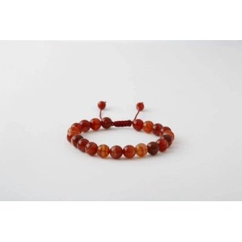 Kırmızı Akik 6mm Merdiven Kapama Doğal Taş Bileklik