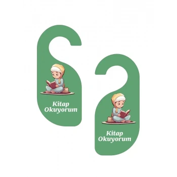 Kitap Okuyorum. Erkek Kapı Askısı Kapı Uyarı Levhası