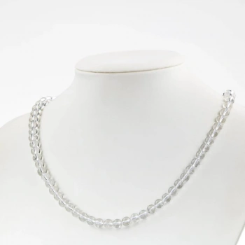 Kristal Kuvars 6 mm Dizi Doğal Taş Kolye